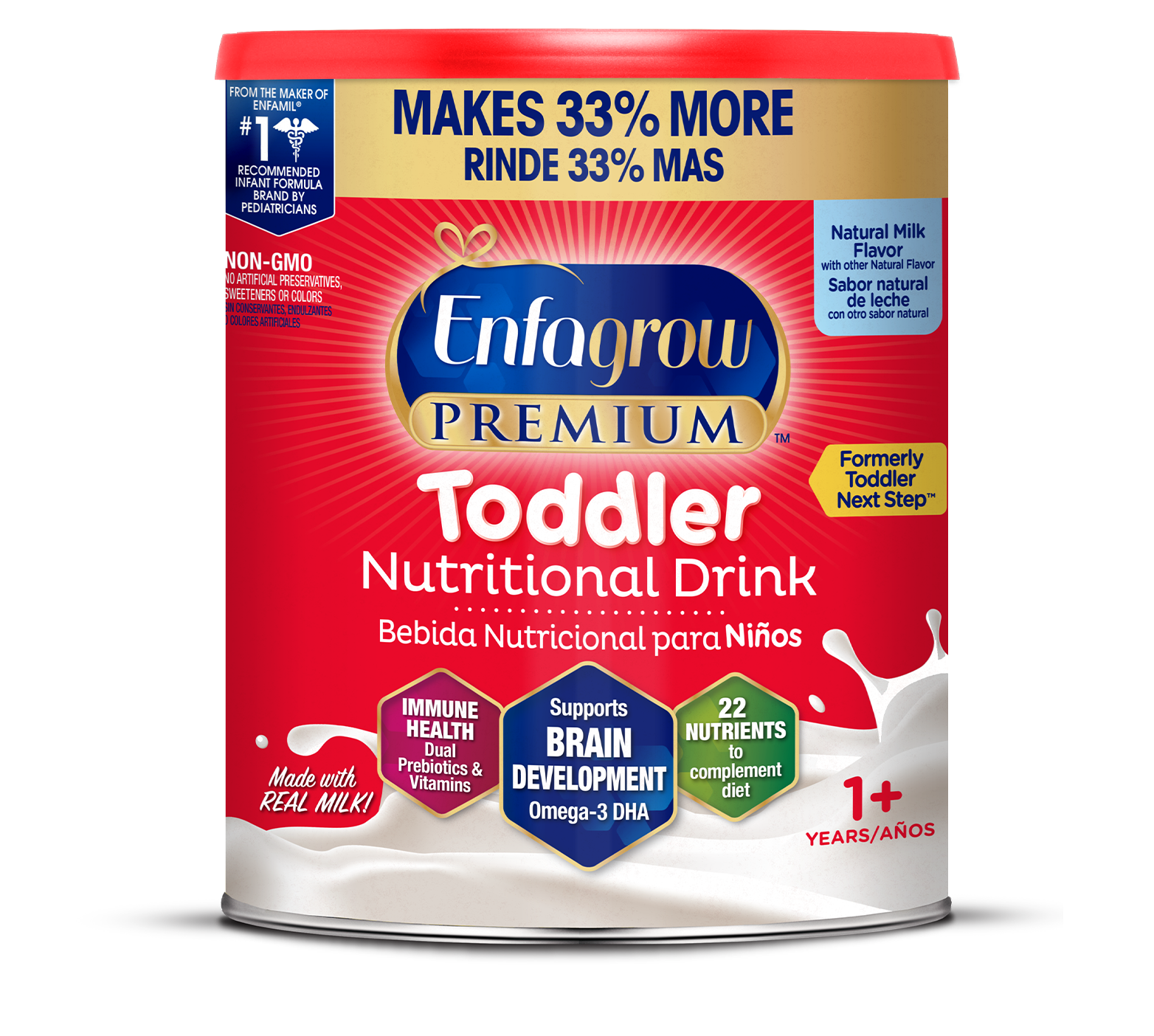 [Nhập khẩu Mỹ] Sữa bột Enfagrow Premium Toddler Hương sữa tự nhiên cho trẻ từ 1-3 tuổi- 907g