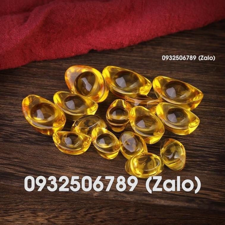 Combo 10 thỏi vàng kim nguyên bảo thủy tinh citrine size - thỏi vàng phong thủy thầƞ եài, trợ giá