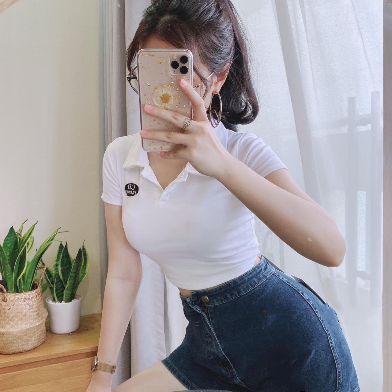 Quần short jean nữ co giãn lưng cao có túi