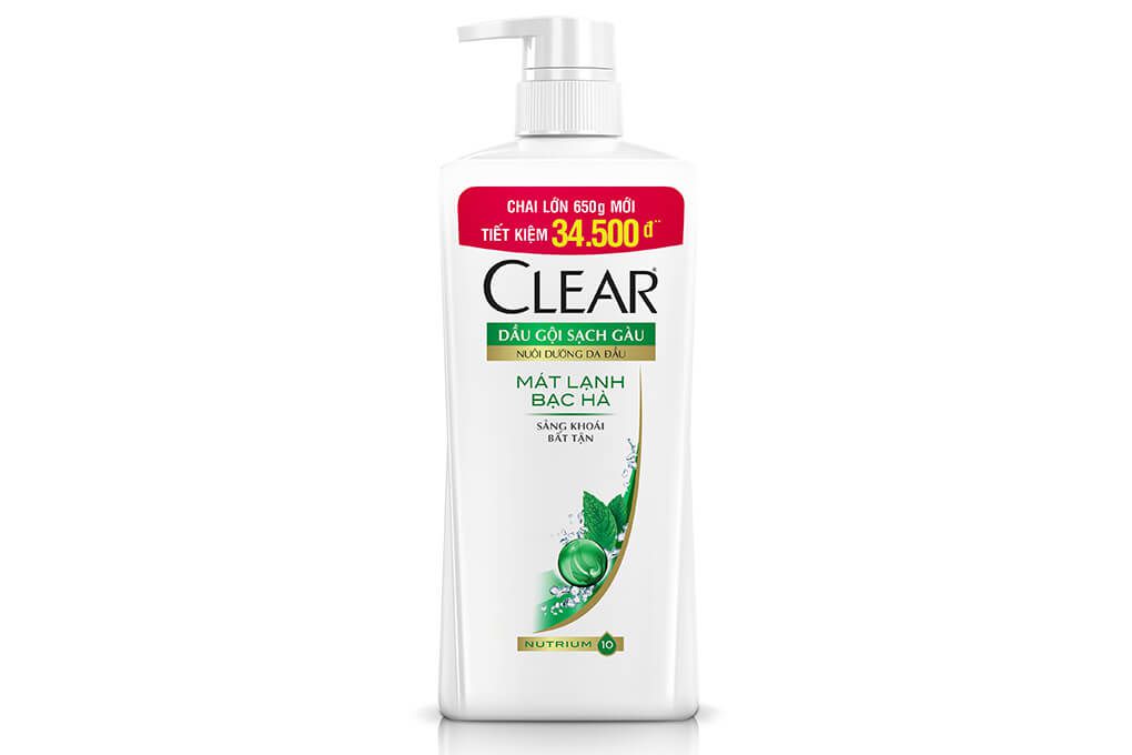 Dầu gội Clear mát lạnh bạc hà chai 650g