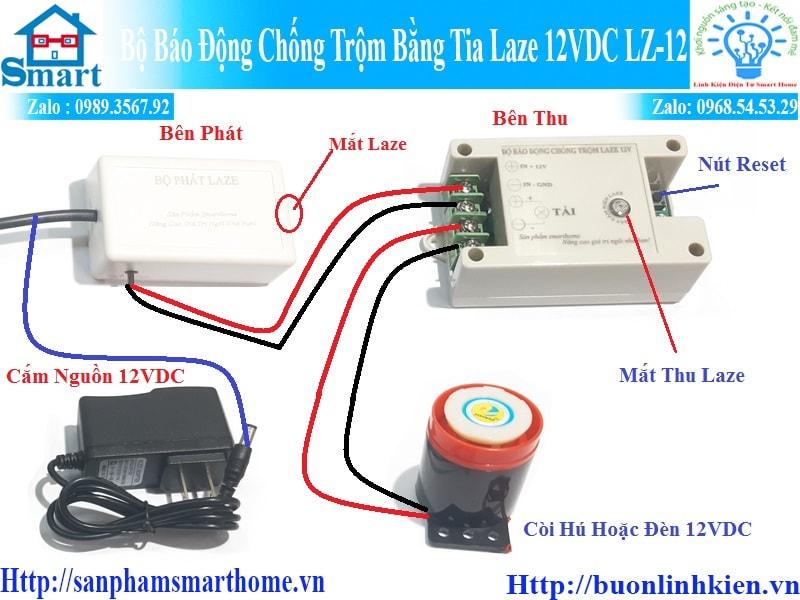 Bộ báo động chống trộm bằng tia LAZE 12VDC