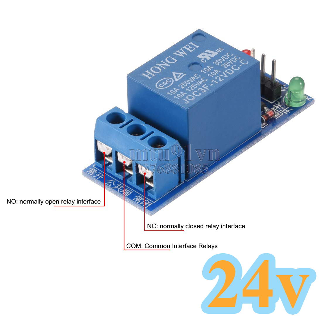 Module 1 Relay Kích Mức Thấp 5V - 12V - 24V