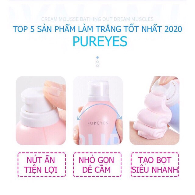 Sứa tắm trắng da tạo bọt Pureves