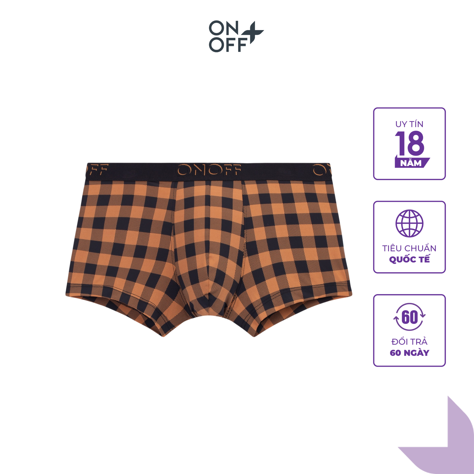 Quần lót nam onoff microfiber active họa tiết kẻ dáng trunk 18uo23a033