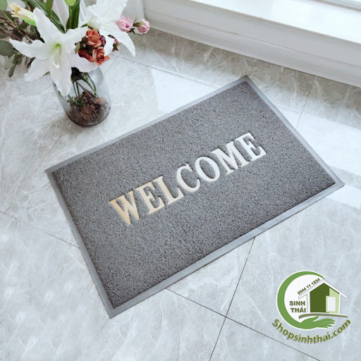 [HCM]Thảm Lau Chùi Chân Welcome 40x60cm - màu xám