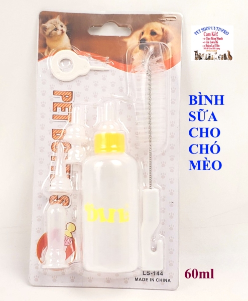 BỘ BÌNH SỮA CHO CHÓ MÈO THÚ CƯNG Pet bottles LS-144 Thể tích 60ml Chất liệu nhựa an toàn