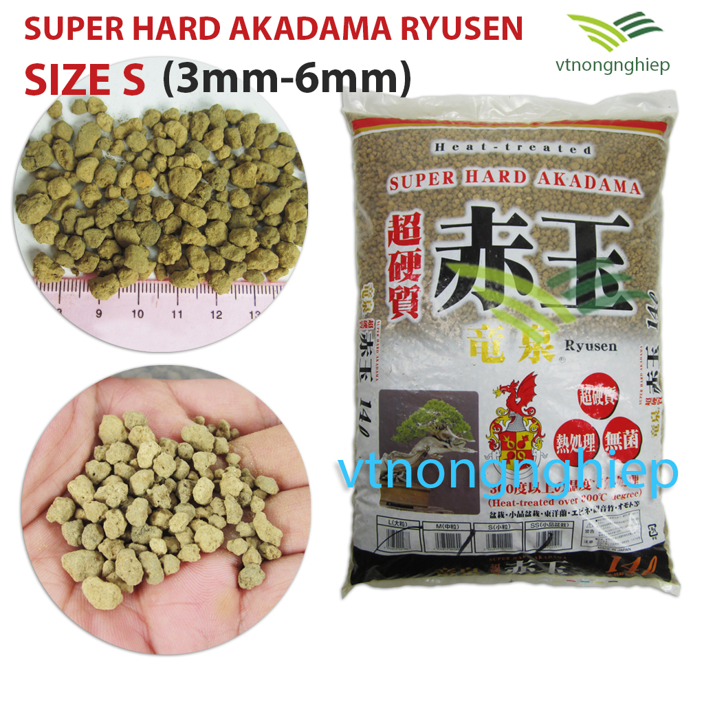 1kg Đất nung Akadama, bao 14 lit, size SS (1-3mm),size S (3-6mm) , thương hiệu Super Hard Akadama Ryusen dùng trồng cây kiểng, bonsai, sen đá, hồ thủy sinh