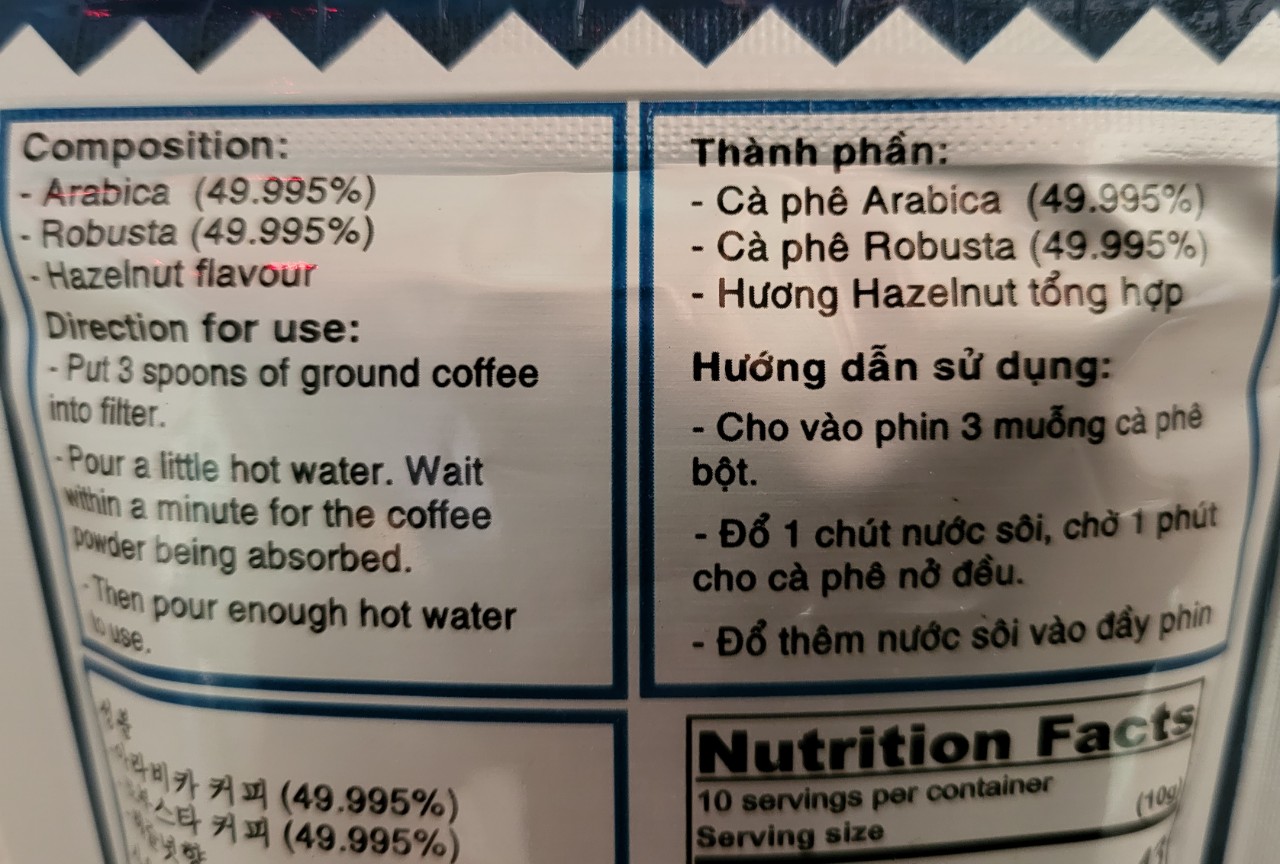 [gói XANH 100g] CÀ PHÊ BỘT HƯƠNG HẠT DẺ [VN] CON SOC Coffee Powder with Hazelnut Flavour