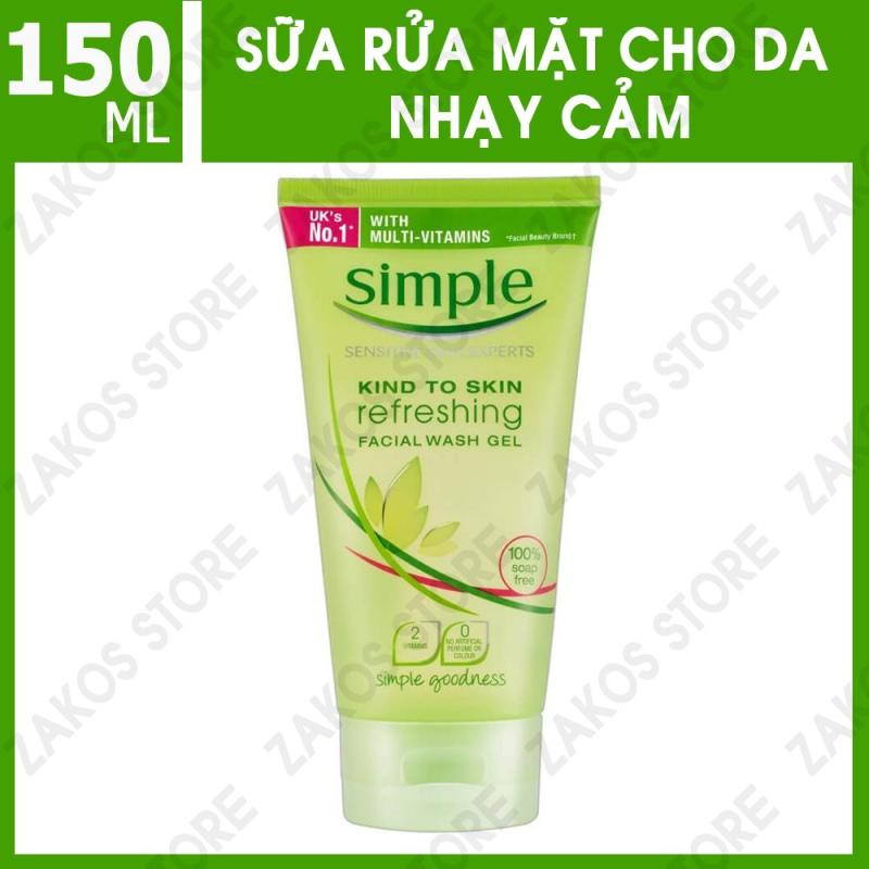 [Có Mã Giảm Giá] Sữa Rửa Mặt Dạng Gel Simple Kind To Skin Refreshing Facial Wash Gel Dành Cho Da Nhạy Cảm 150ml - TinderShop nhập khẩu