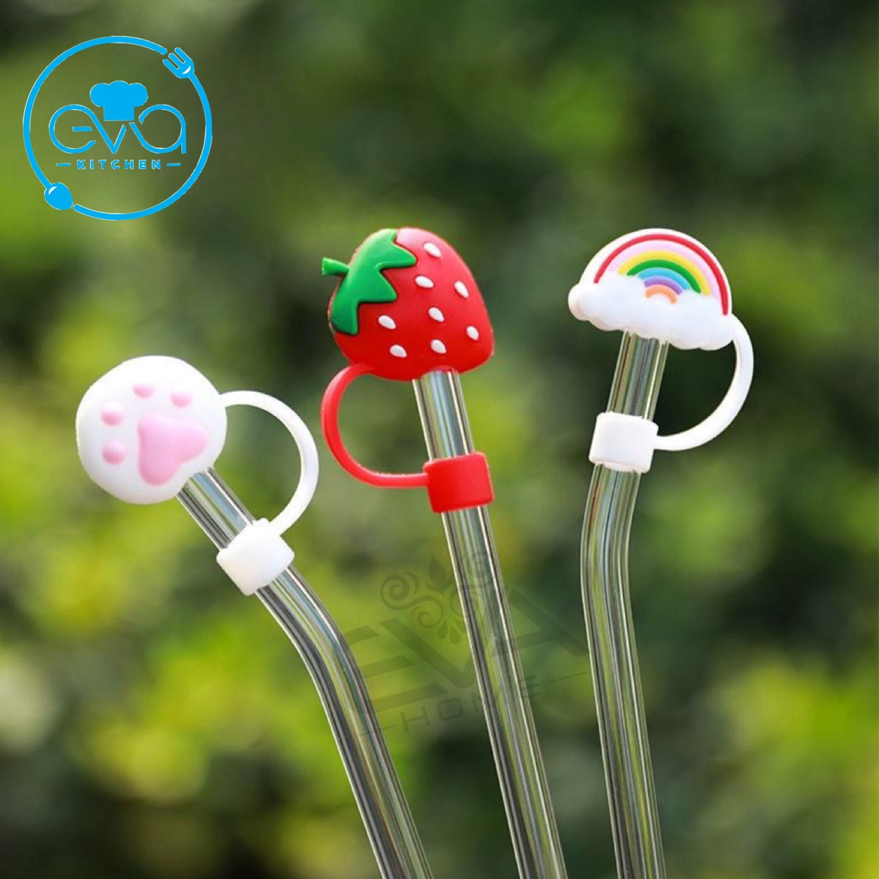Nút Đậy / Nắp Đậy Ống Hút Silicone 3D Chống Bụi Hoạ Tiết Hoạt Hình Dễ Thương SP3452