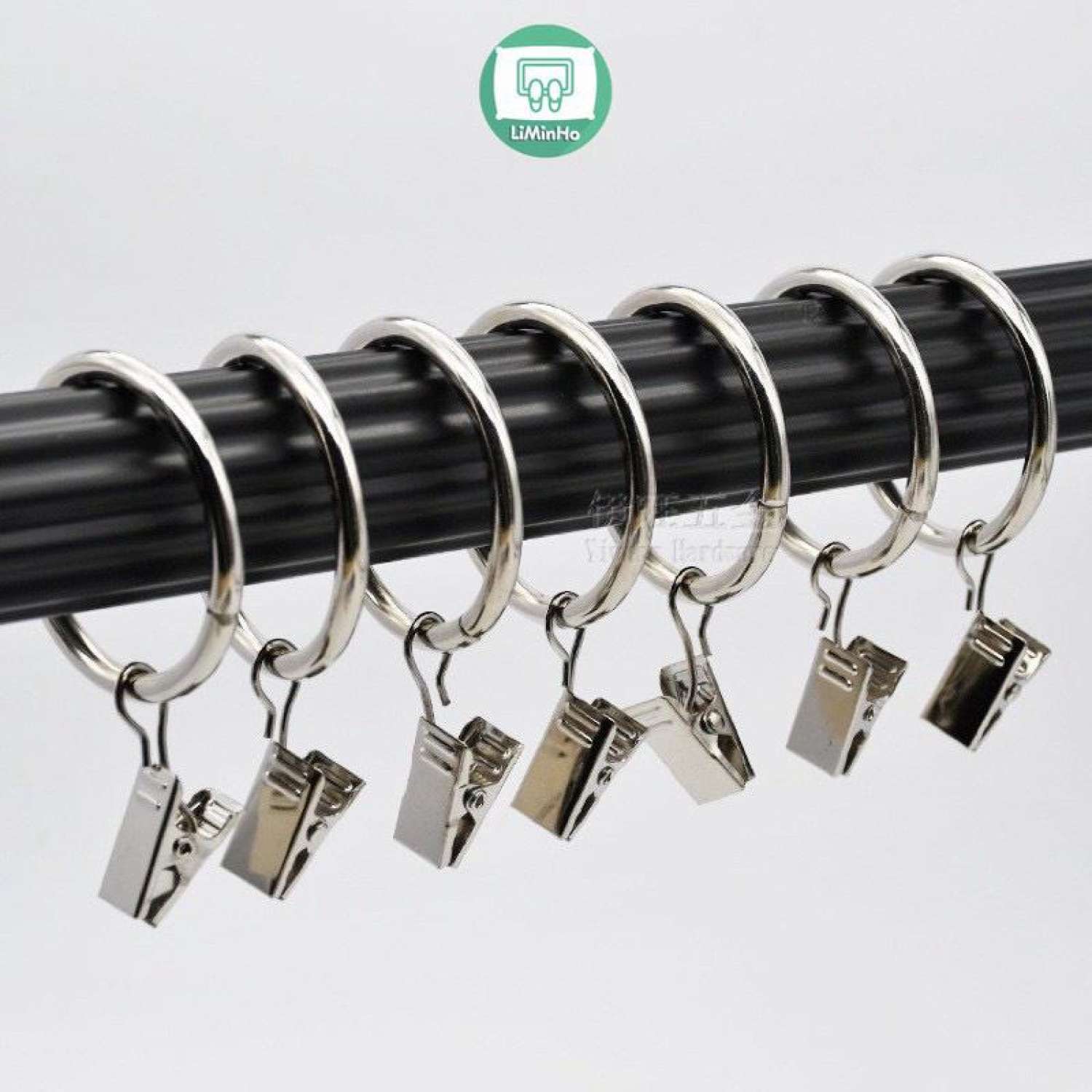 Móc treo rèm kèm khoen tròn dạng kẹp tiện dụng bộ 10 chiếc