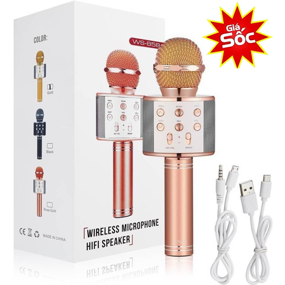 (LOẠI XỊN) Mic Hát Karaoke Bluetooth Kèm Loa 3 In 1 Thế Hệ Mới,mic karaoke kèm loa bluetooth đa năng với thiết kế mới âm thanh mới 2021(SALE LỚN)