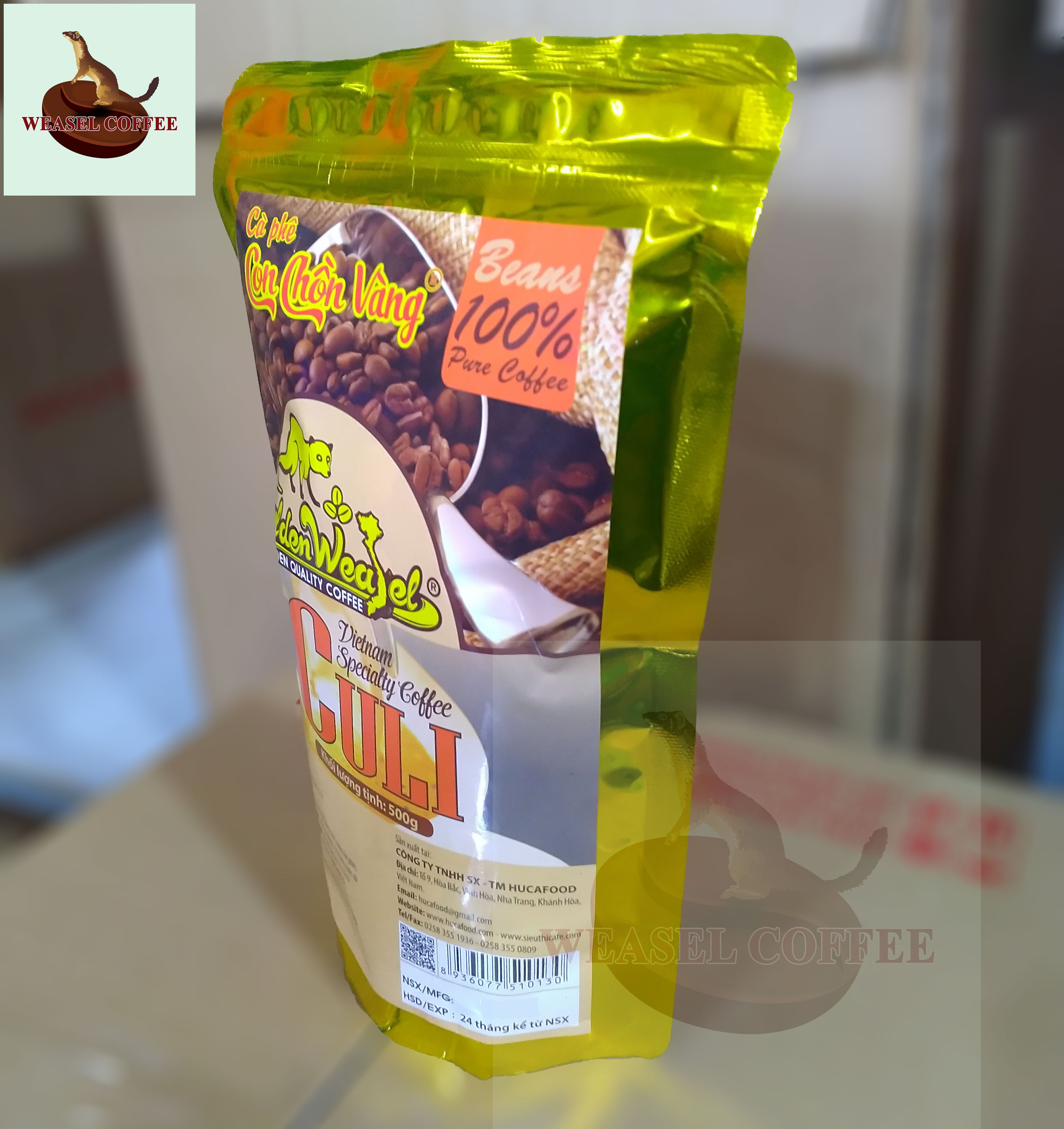 Cà Phê Culi Nguyên Chất -Túi Zipper 500g