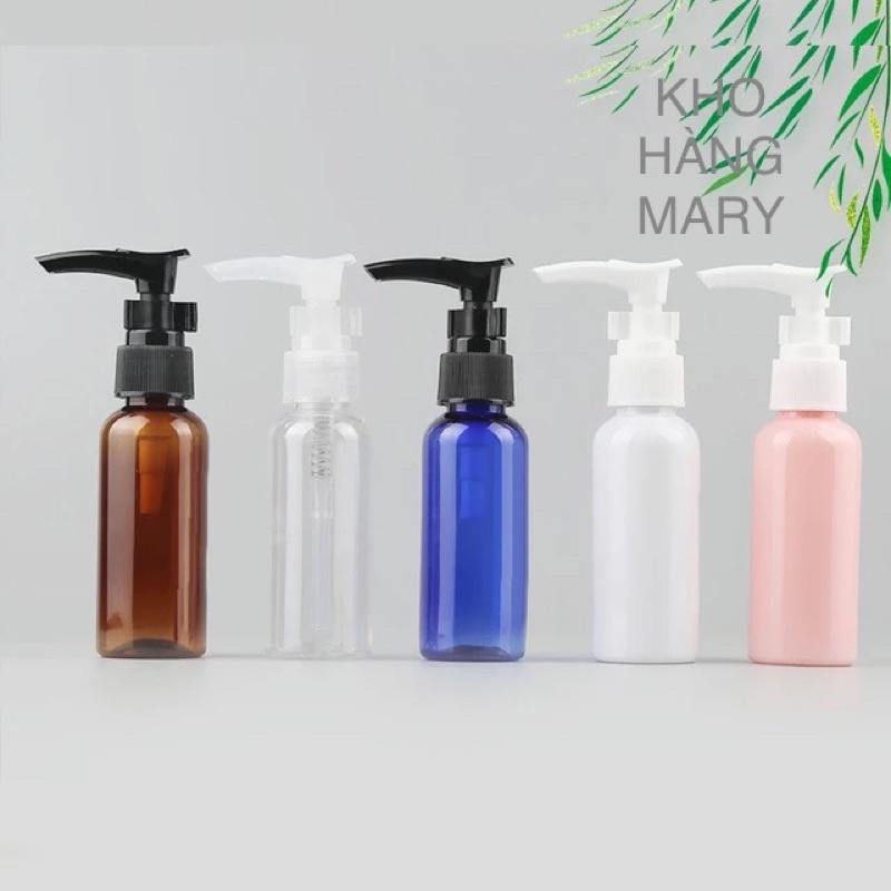 Chai nhựa nhỏ 100ml / 50ml / 30ml vòi nhấn đen/ trắng - chai pet nhấn nhỏ giọt chiết mỹ phẩm spa , du lịch