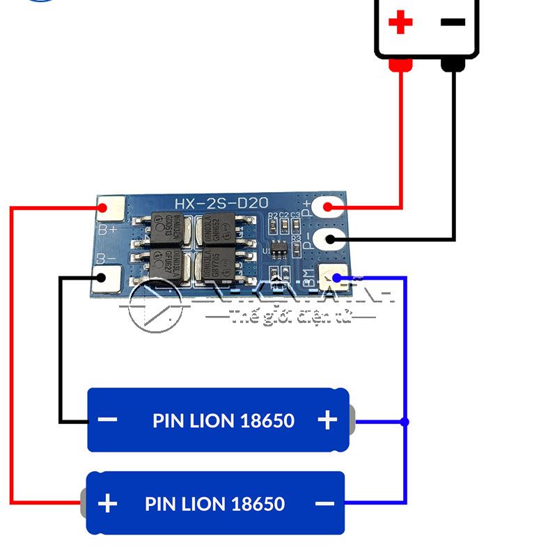Mạch sạc bảo vệ pin li-ion 18650 2s 7.4v-8.4v 20a hx-2s-d20