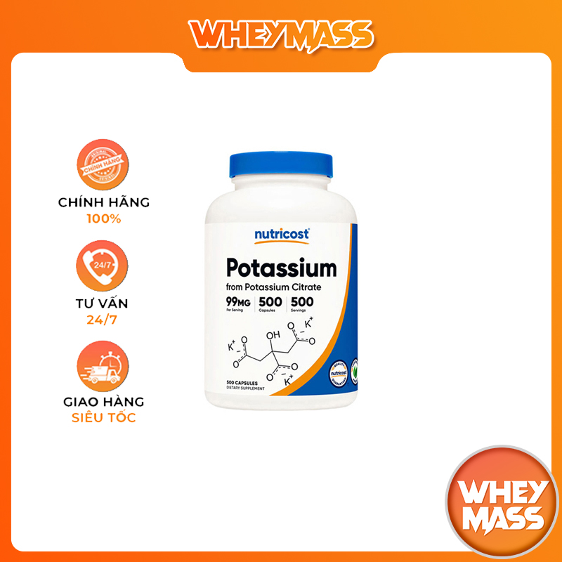 Nutricost potassium citrate 500 viên - viên uống hỗ trợ t i m m ạ c h tăng cường chức năng t h ậ n 500 viên