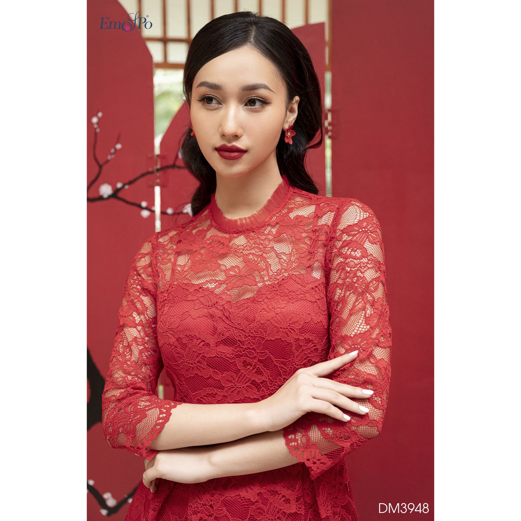 Đầm Xòe Emspo Cổ 2F Phối Lưới Dm3948
