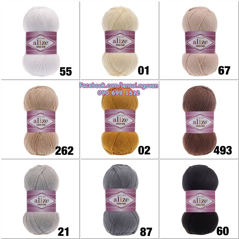 Combo 10 cuộn len Alize Cotton Gold Thổ Nhĩ Kì