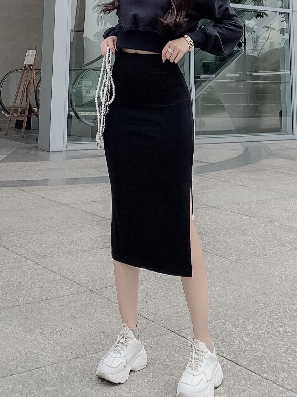 Chân váy thun ôm sát xẻ đùi (có full set) 305