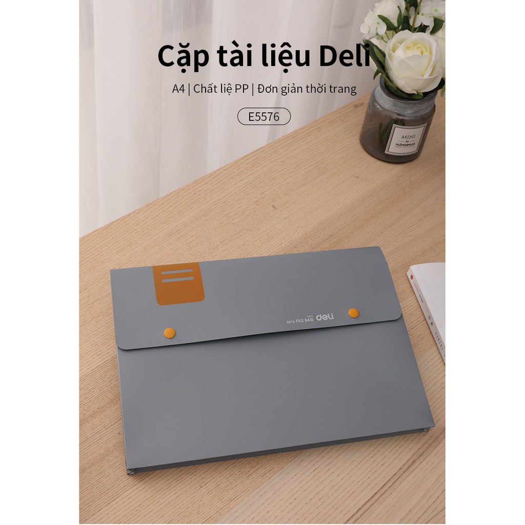 Cặp đựng tài liệu Deli E5576 có nút bấm