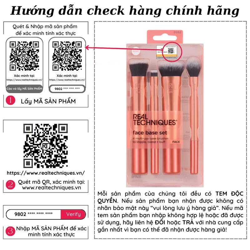 Bộ Cọ Trang Điểm 4 Cây Real Techniques Face Base Set