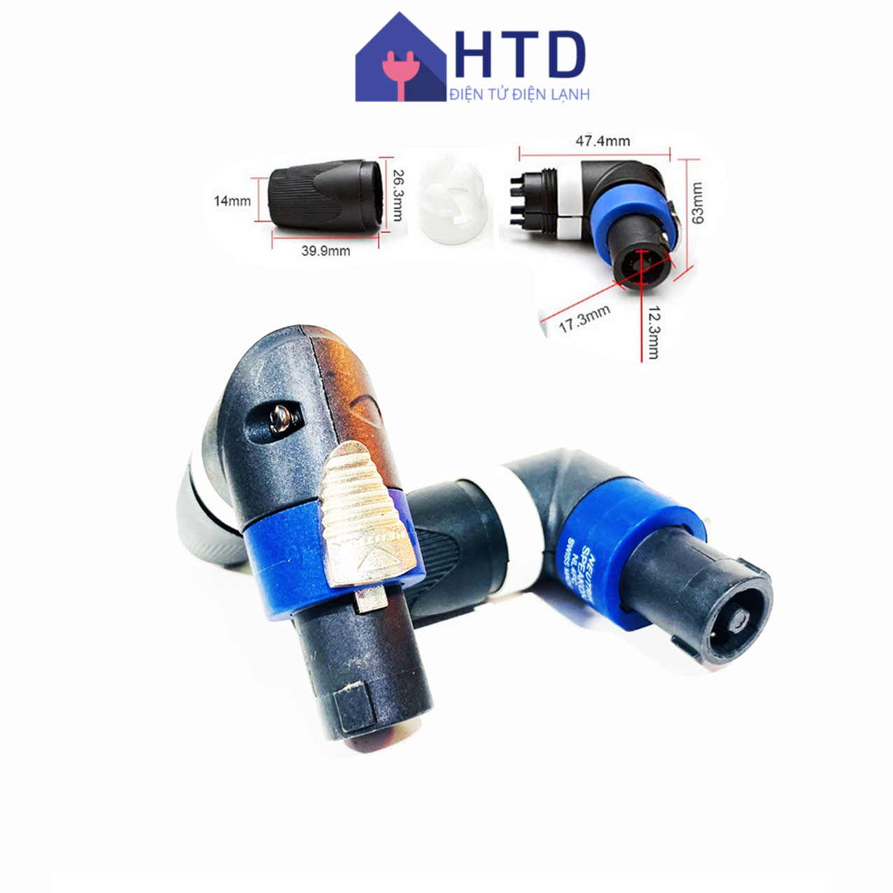 Rắc hàn neutrik - jack cắm loa newtrick cong bẻ góc chính hãng