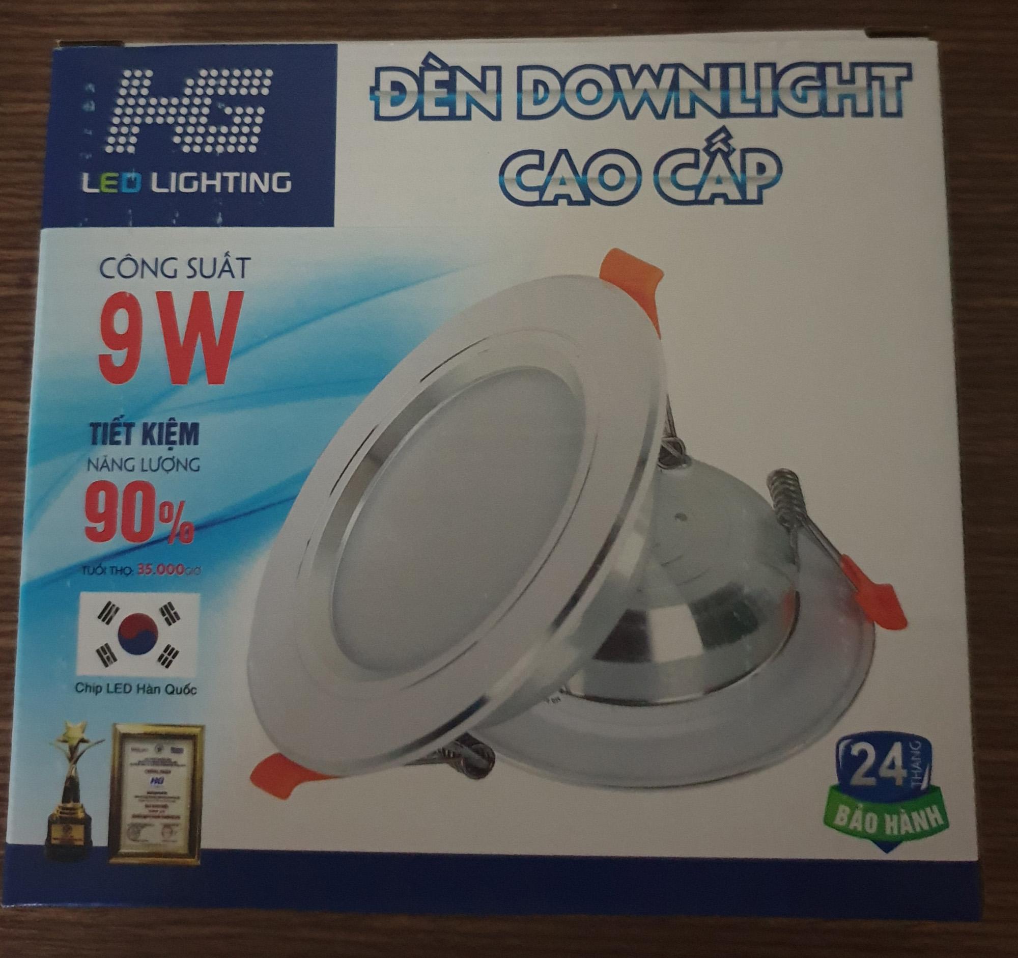 Đèn led âm trần 9w viền bạc ánh sáng trắng