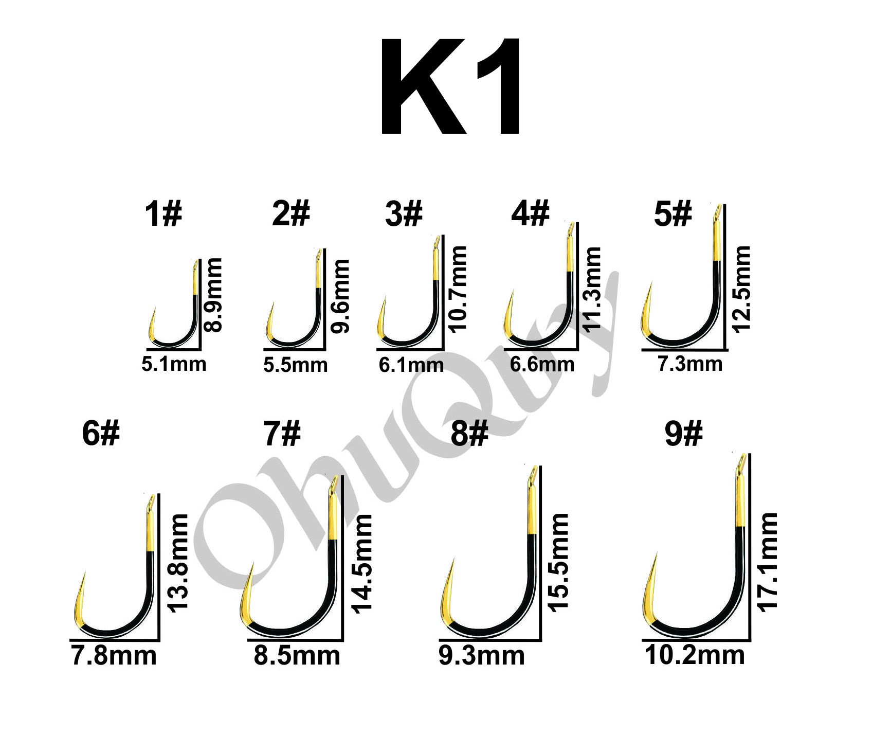 Hộp 200 Lưỡi Câu Thép Vàng - Đen (Không Ngạnh) - (Mã K1)
