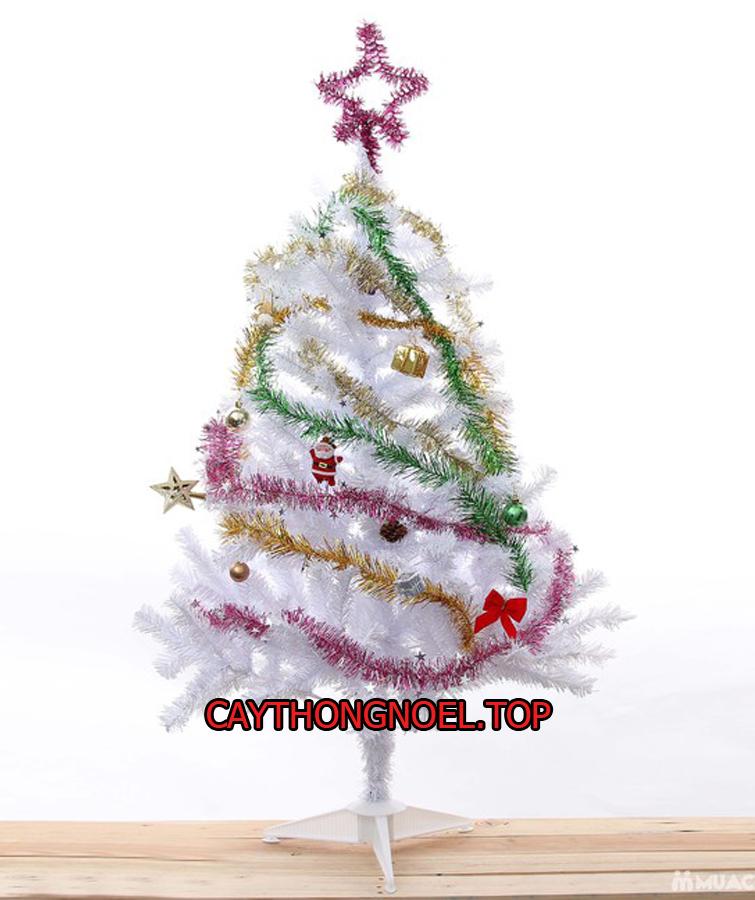 Cây thông noel màu trắng 1m5 - TẶNG 3 dây kim tuyến 1 ngôi sao