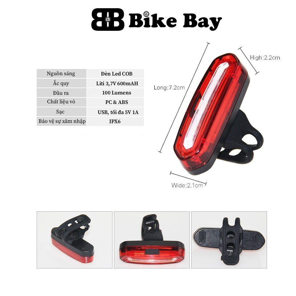 Đèn hậu xe đạp, đèn hậu 6 chế độ 600 MAH