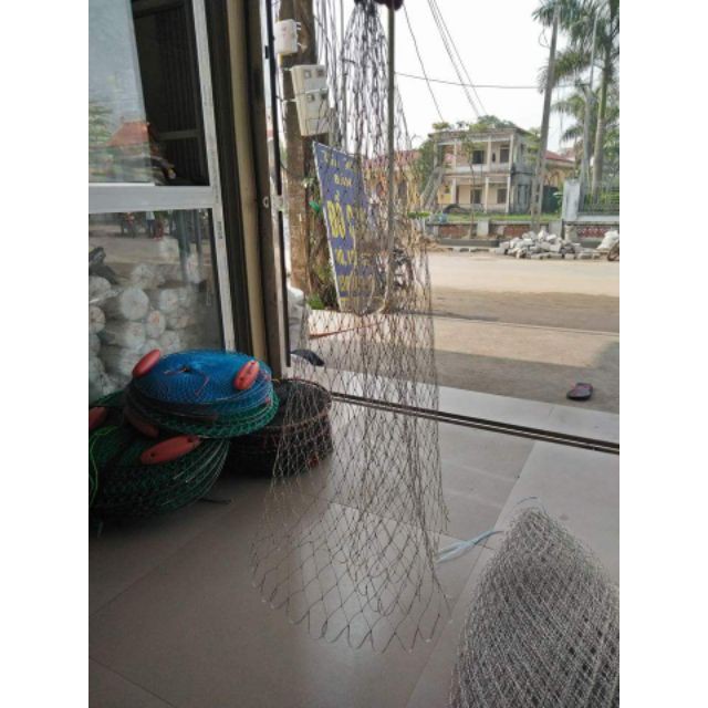 Lưới sợi dù bẹo keo chắc chắn làm vợt đựng cá