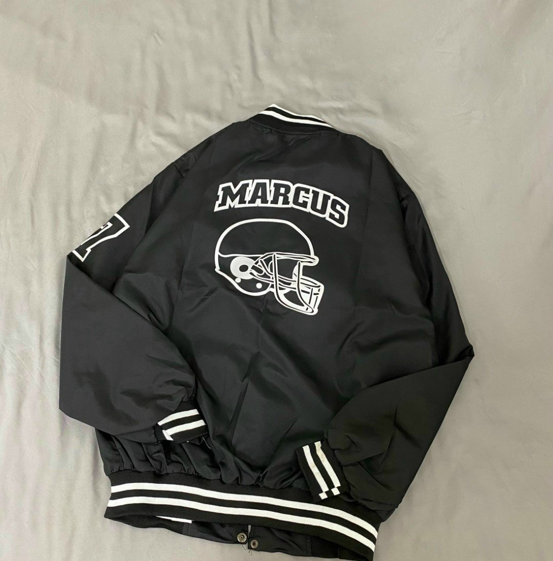 Áo khoác dù unisex , thiết kế kiểu dáng bomber form rộng in họa tiết chữ 3d marcus