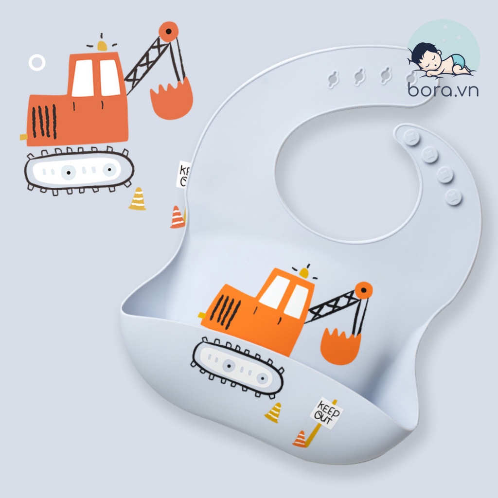 Yếm silicon cho bé ăn dặm, có máng hứng thức ăn