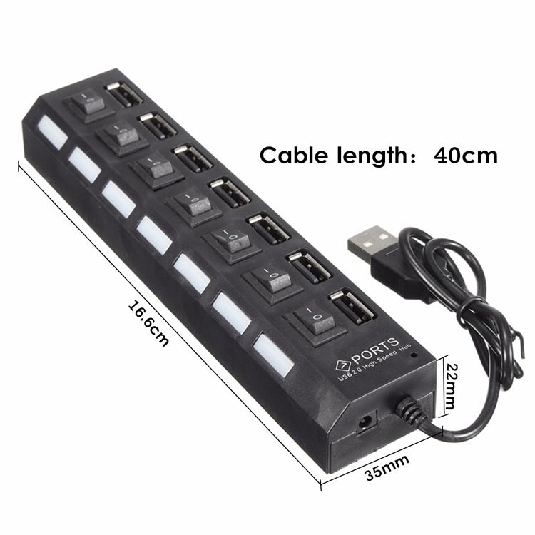 [HCM]Hub chia USB 7 cổng có công tắc (Đen)