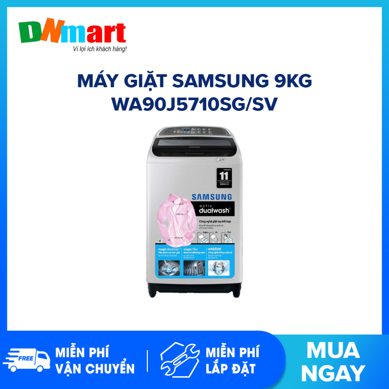 Máy giặt Samsung 9kg WA90J5710SG/SV, 700 vòng/phút, 11.6 Wh/kg, 6 chương trình (Miễn phí vận chuyển và lắp đặt) chính hãng