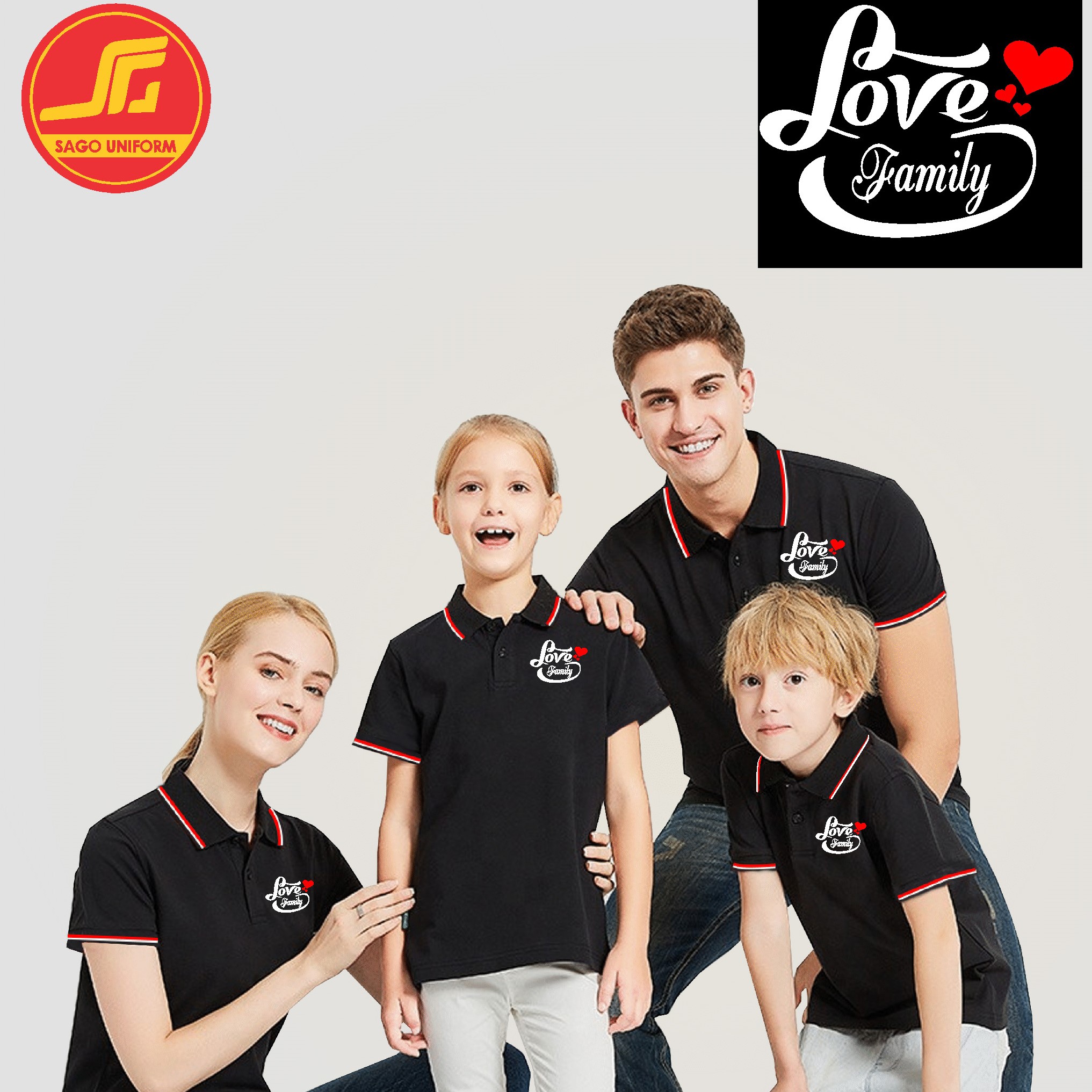 Áo gia đình có cổ chất lượng đẹp vải cá sấu polo 3/4/5 người thoáng mát SAGO T-SHIRT GDPLS02