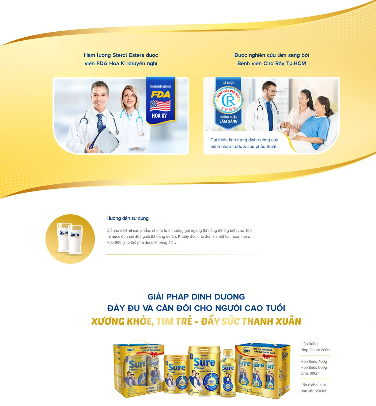 SỮA BỘT VINAMILK SURE PREVENT GOLD 900G/ HỘP.