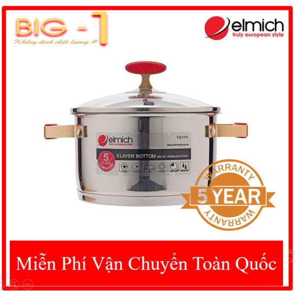 Nồi Inox 304 Cao Cấp Elmich RED VELVET EL5269 Size 22Cm - Bảo Hành 5 Năm