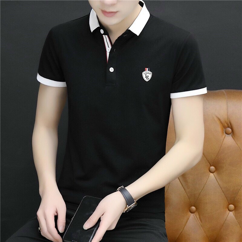 [HCM]ÁO THUN NAM CỔ TRỤ MÀU ĐEN VIỀN TRẮNG TAY ĐẸP CHẤT COTTON MỀM MỊN CAO CẤP THỜI TRANG LỊCH LÃM THỎ TÂY SHOP94 PL112