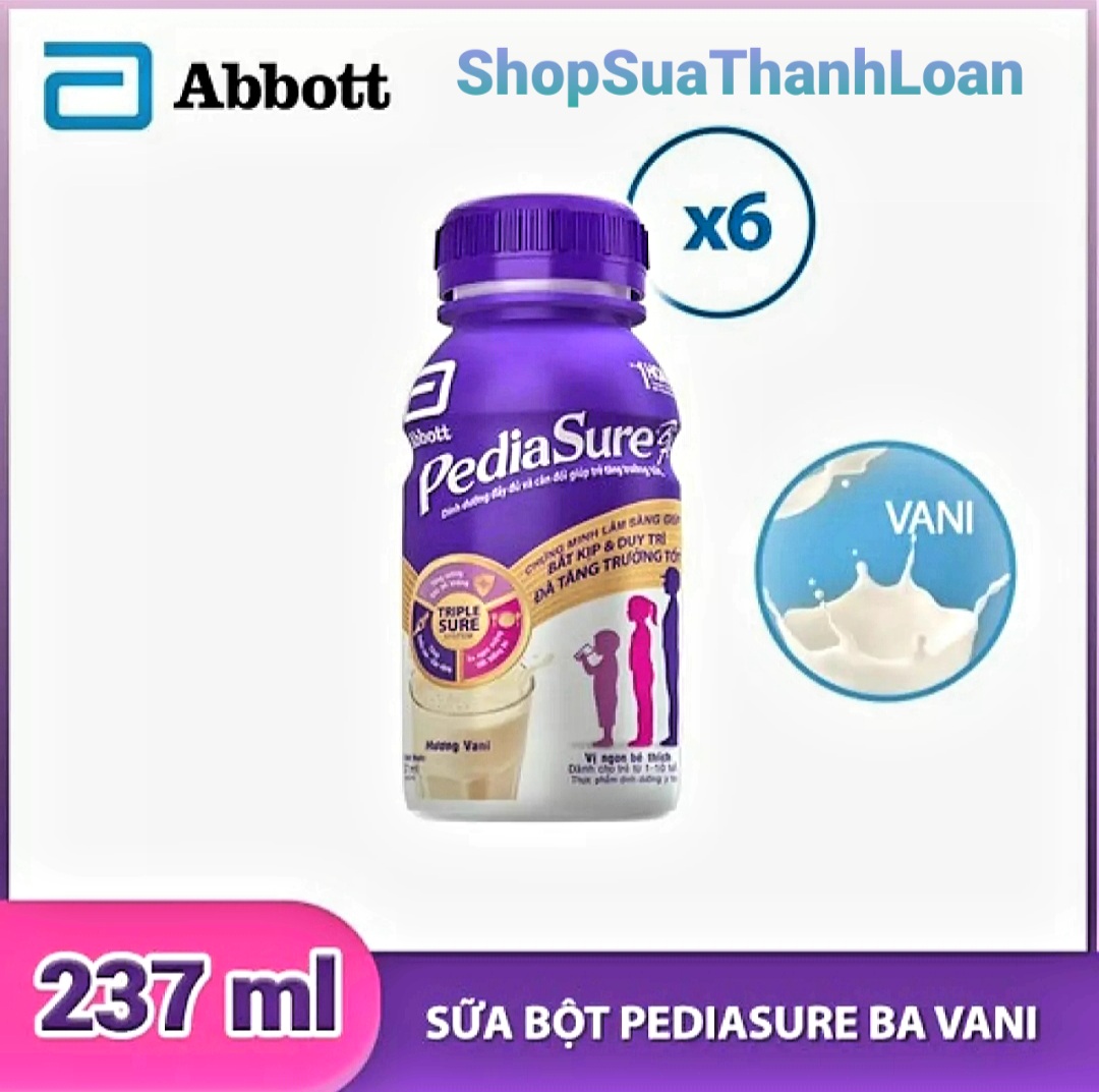 Lốc 6 chai sữa nước pediasure 237ml/chai hương vani.