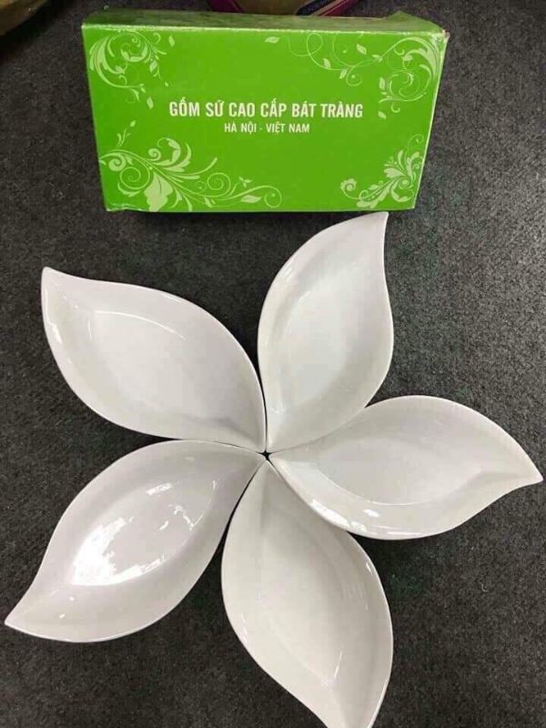 Sét 5 đĩa thuyền hoa gốm sứ Bát Tràng rất đẹp