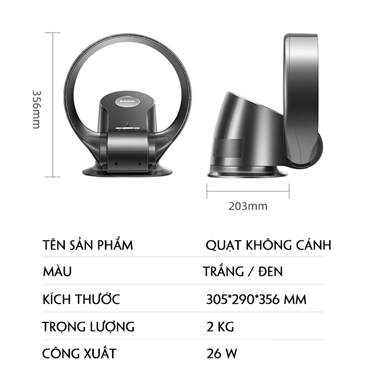 Quạt không cánh treo tường, để bàn