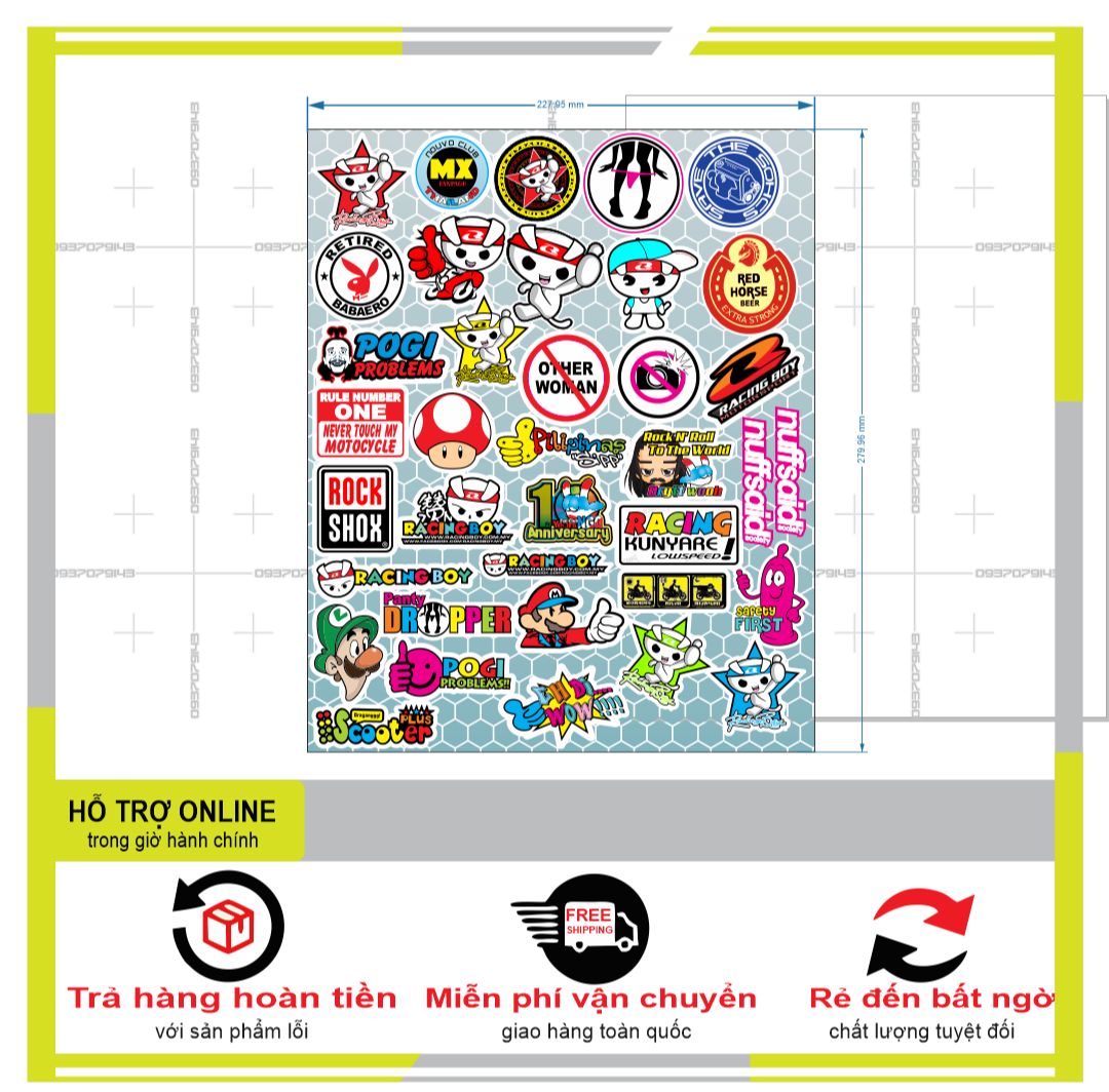 LOGO STICKER KUTE DÁN TRANG TRÍ ĐIỆN THOẠI XE MÁY 02
