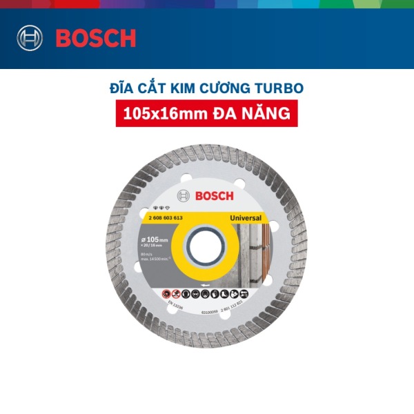Đĩa cắt kim cương Bosch Turbo 105x16mm đa năng
