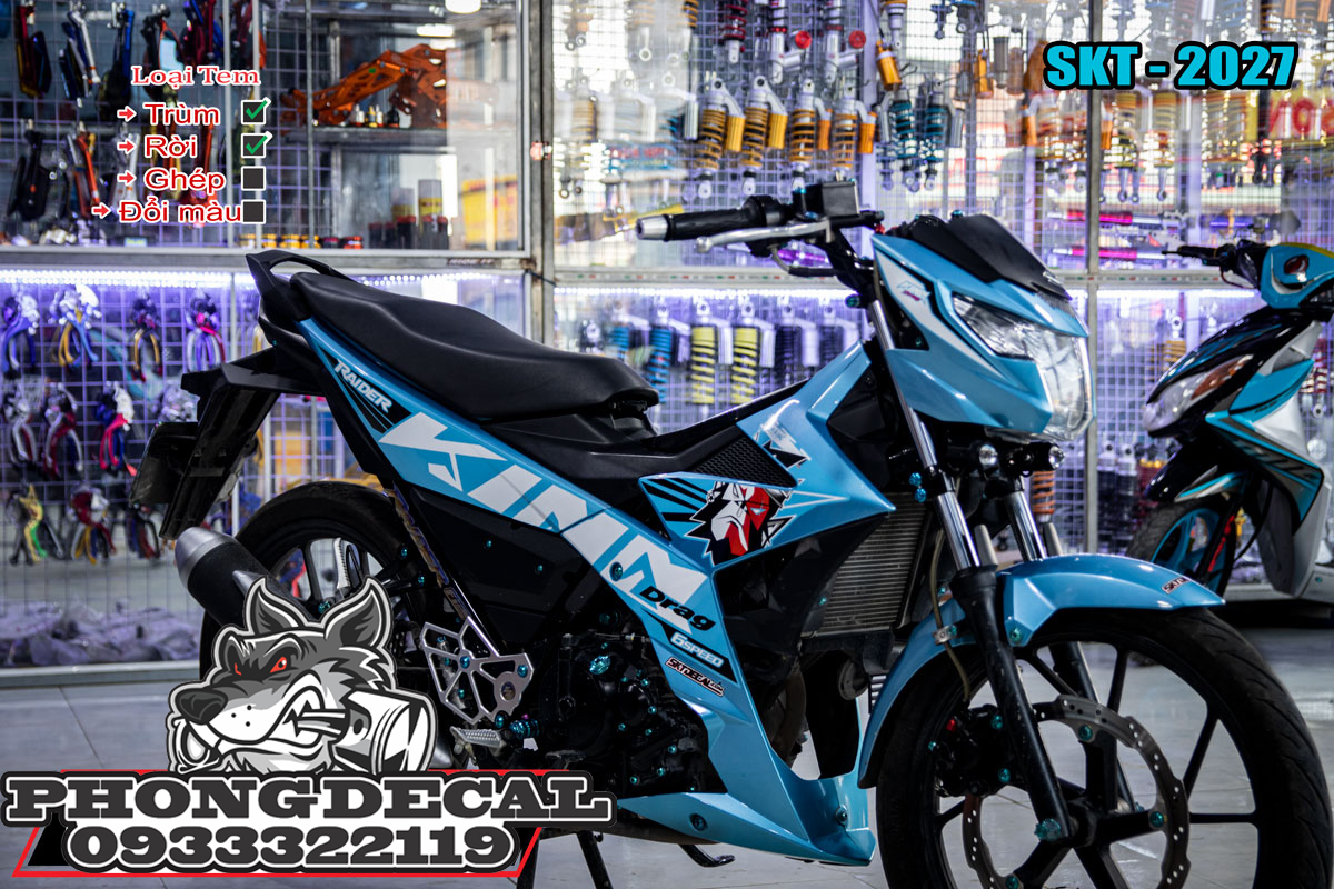 Tem Rời Raider Fi 150 King Drag Xám Trắng