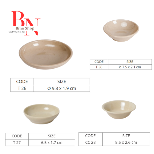 10 Chén Chấm Nhựa Melamine Nhiều Size