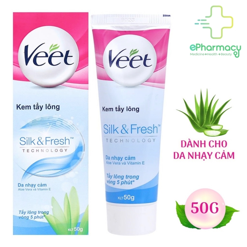 VEET Kem Tẩy Lông Cho Da Nhạy Cảm - VEET Silk & Fresh Hair Removal Cream, Sensitive Skin 50G nhập khẩu
