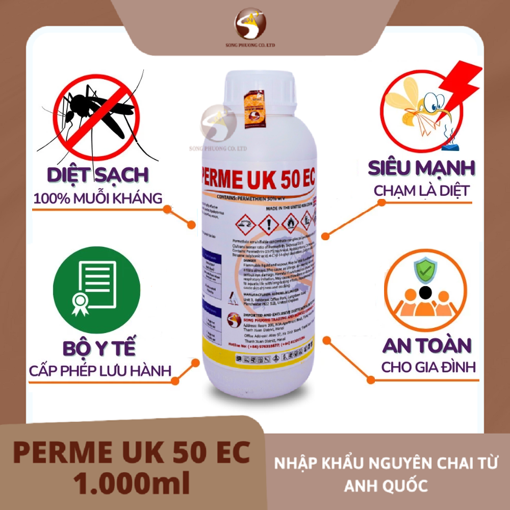 (Nhập Anh Quốc) Thuốc diệt muỗi Perme UK 50EC chai 1000ml
