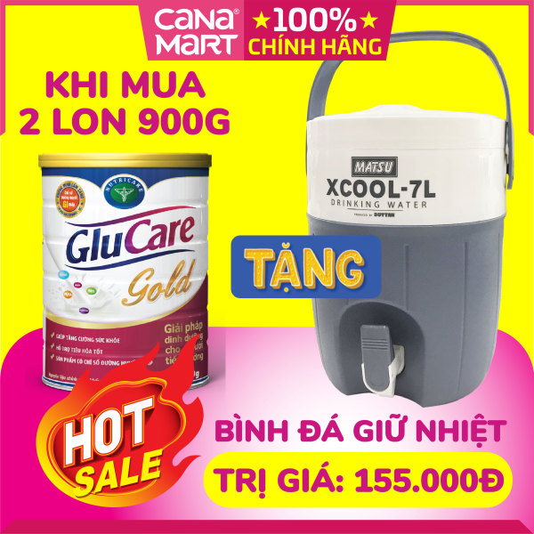 [MUA 2 TẶNG 1] Combo 2 lon Sữa bột Glucare Gold (900g) tặng 1 Bình đá giữ nhiệt 7 lít chất lượng cao nhập khẩu