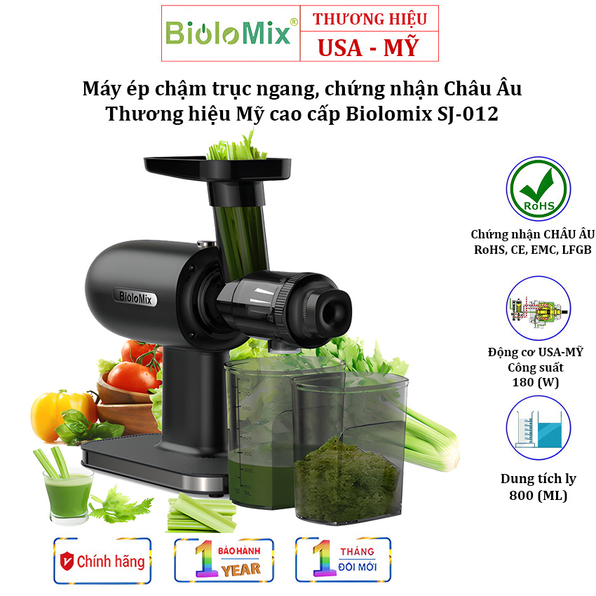 Biolomix US sj-012 800 w horizontal slow Press 180 ml-authentic 12 months warranty